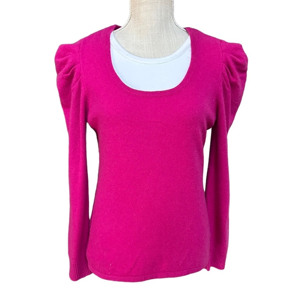100% Cashmere Scoop Neck Long‎ Sleeve  Sweater in Pink